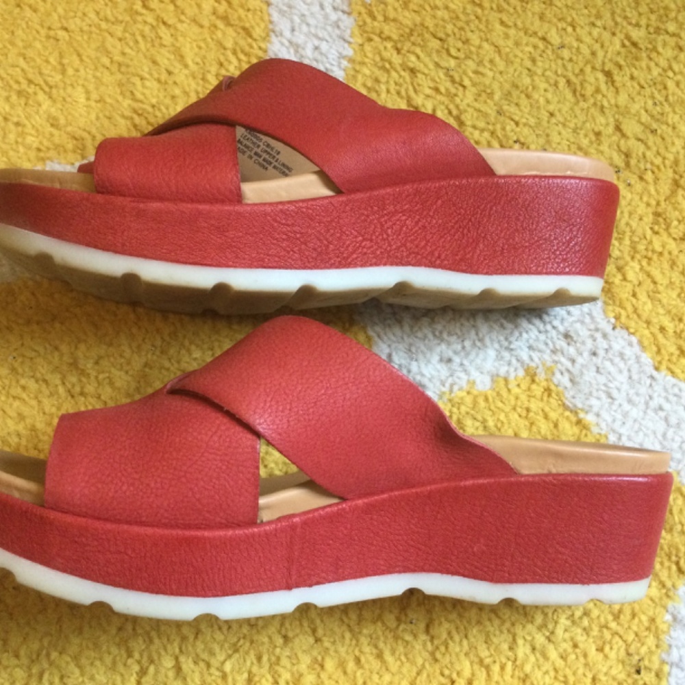 KorkEase Red Leather Slide Sandal Gem